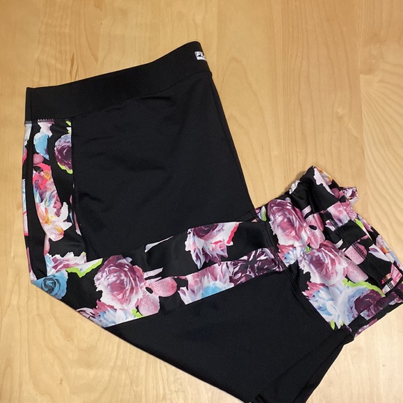 FILA Sport Workout Capris with Vibrant Floral Print Insets - Picture 3 of 3